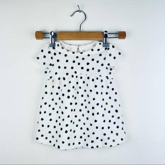 🐯2/$15🐯 ZARA Baby White Black Polka Dot Dress - Picture 1 of 13